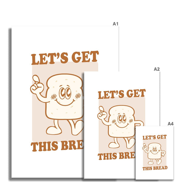 Let's Get This Bread Wall Art Cartoon Print Retro Vintage Money Small Business Wall Art Poster