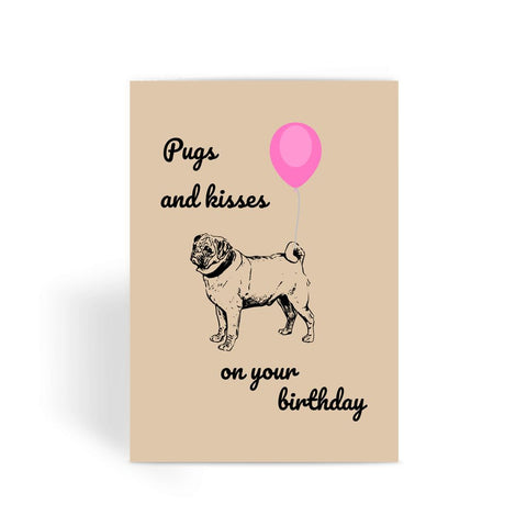 Nature Collection Greetings Card - 'Pugs and Kisses On Your Birthday'