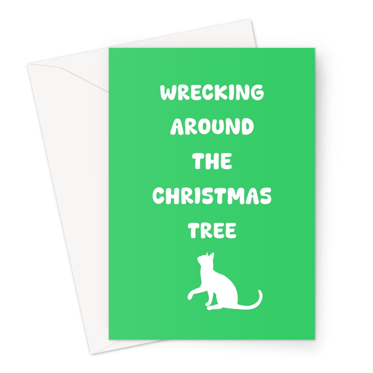 Wrecking Around The Christmas Tree Funny Cat Pet Kitty Kitten Naughty Song Music Greeting Card