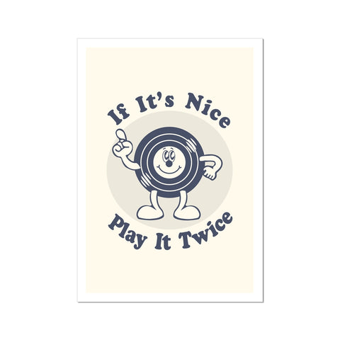 If It's Nice Play It Twice Vinyl Record Music Vintage Cartoon Art Wall Print Wall Art Poster