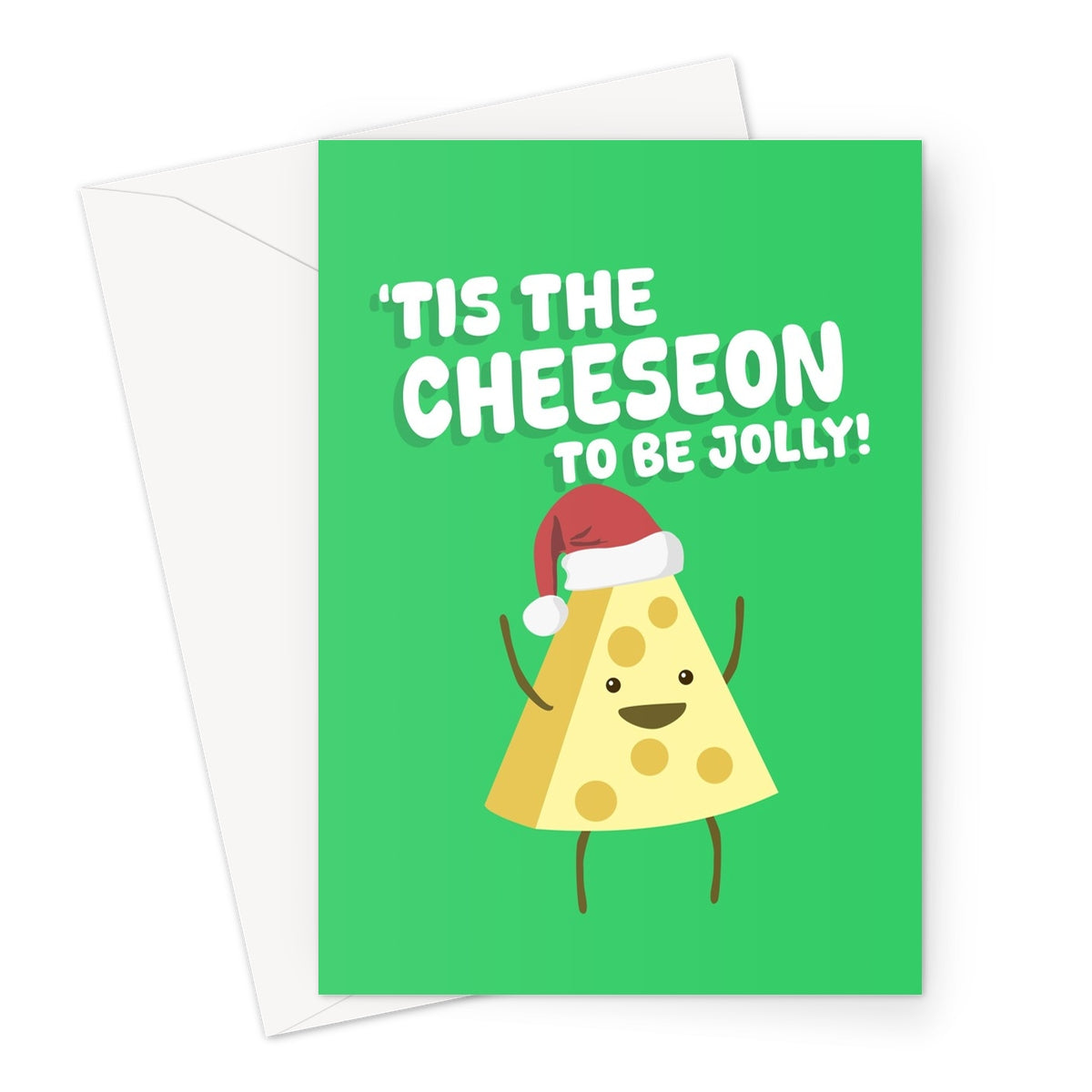 'Tis The Cheeseon To Be Jolly Funny Christmas Food Season Cheese and Wine Board Punny Song Greeting Card