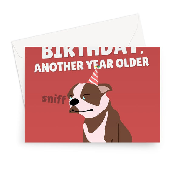 Another Birthday, Another Year Older Crying Sniffing Dog Meme Tiktok Funny Greeting Card