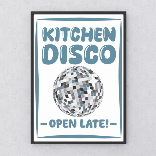 Kitchen Disco Open Late Wall Art Cute Print Dance Cooking Food Gift Couples Wall Art Poster