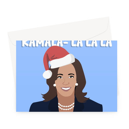 Deck The Halls Kamala la la Christmas Funny Politics USA Harris Song Pun Greeting Card