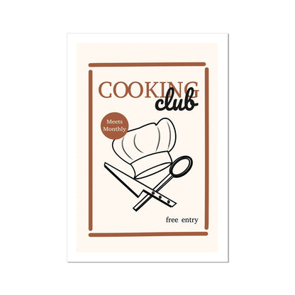 Cooking Club Poster Print Wall Art Colourful Cute Gift Inspirational Mantra Love Couples Food Kitchen Chef Wall Art Poster