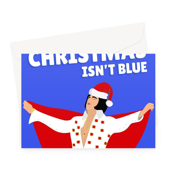 I Hope Your Christmas Isn't Blue Elvis King of Rock Celebrity Music Pun Song Dad Retro   Greeting Card