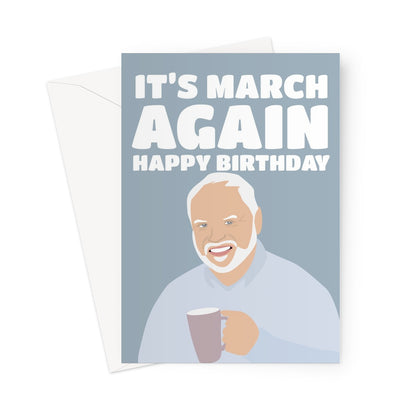 It's March Again Happy Birthday 2021 Lockdown Funny Hide the Pain Harold Meme Old Man Smiling Stock Photos Social Media Silly Funny Greeting Card