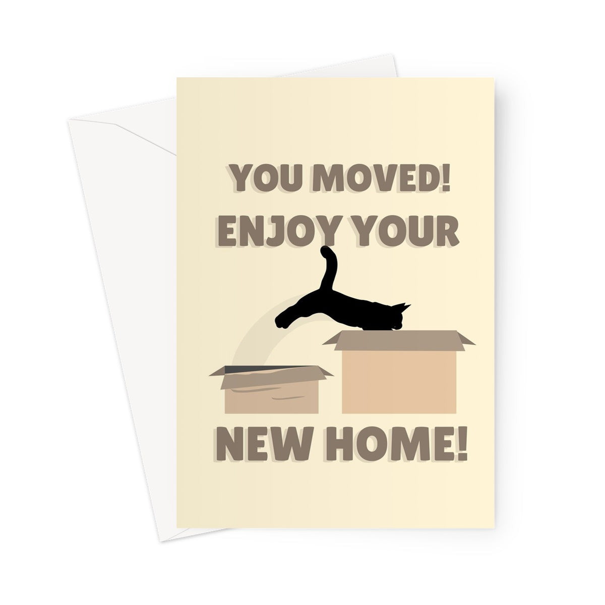 You Moved! Enjoy Your New Home! Funny Cute Pet Cat Kitten Cardboard Box  Greeting Card