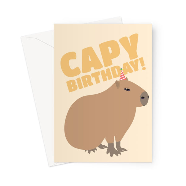 Capy Birthday Cute Capybara Animal Kawaii  Nature Fan Love Chonky Fat Round Happy Birthday Greeting Card