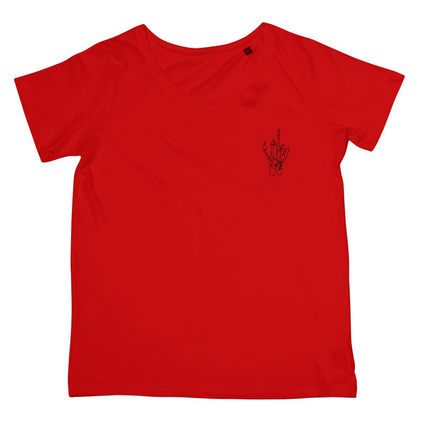 Halloween Apparel - Skeleton Swearing Hand (Left Breast) Women's Retail T-Shirt