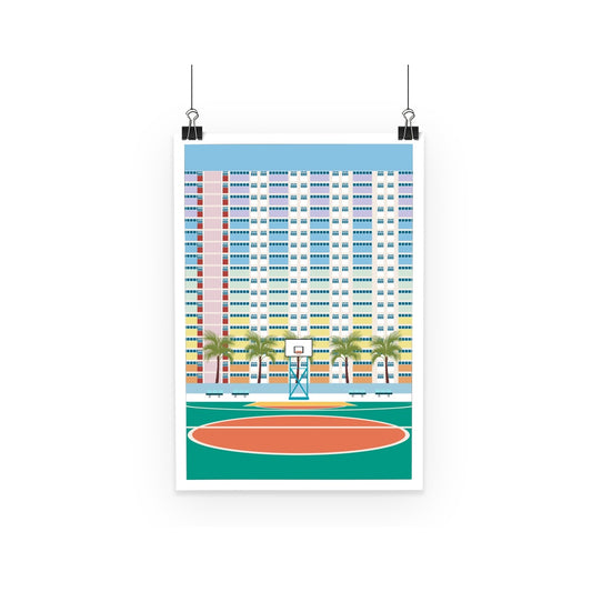 Hong Kong Choi Hung Basketball Court Minimal Poster