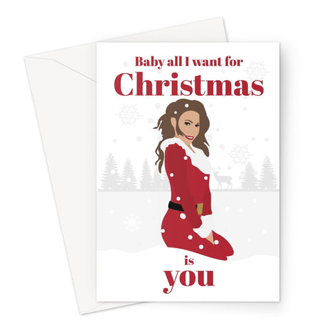 Mariah Carey All I Want For Christmas is You Cheesey Song Love Xmas Greeting Card