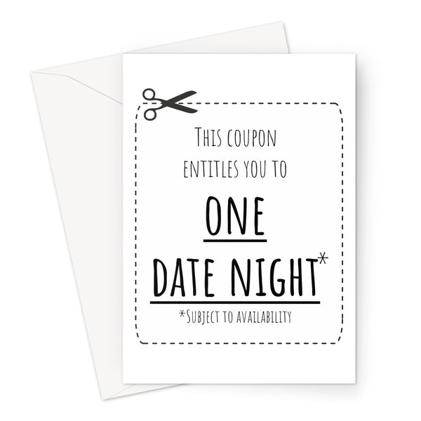 This Coupon Entitles you to ONE DATE NIGHT - Funny Birthday Anniversary Love Couples Quarantine Lock Down Self Isolation Miss You Greeting Card