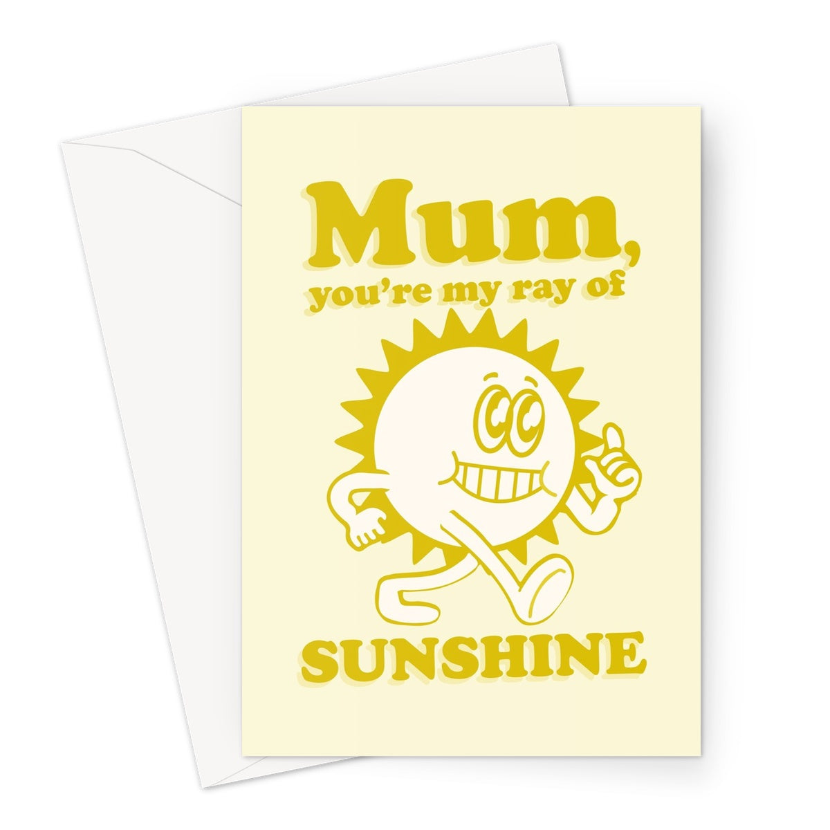 Mum, You're My Ray Of Sunshine Mother's Day Birthday Cute Cartoon Vintage Funny Greeting Card