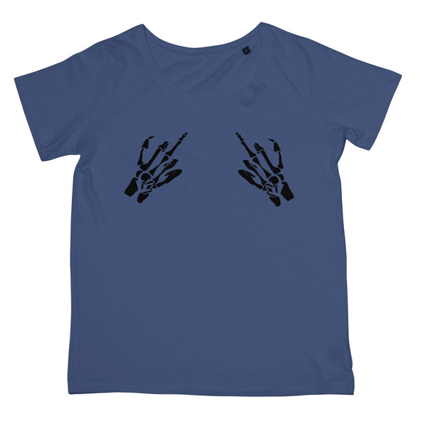 Halloween Apparel - Swearing Skeleton Bone Hands Haloween Spooky Horror Fan Women's Retail T-Shirt