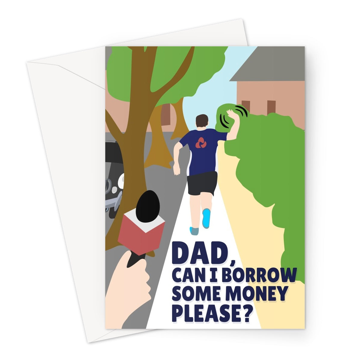 Dad Can I Borrow Some Money Please Funny Matt Hancock Running Away Meme Birthday Father's Day Greeting Card