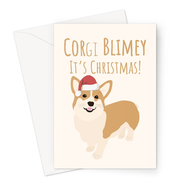 Corgi Blimey It's Christmas Funny Punny Cute Cor Slang UK British England The Queen Royal Pet Owner Love Dog Puppy Greeting Card