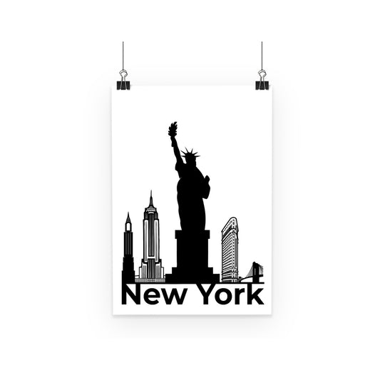 Travel Collection Homeware - New York City Minimal Poster (Black & White)