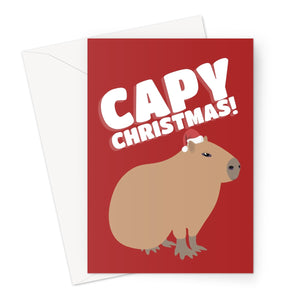 Capy Christmas Capybara Cute Animal Fan Funny Happy Xmas Greeting Card