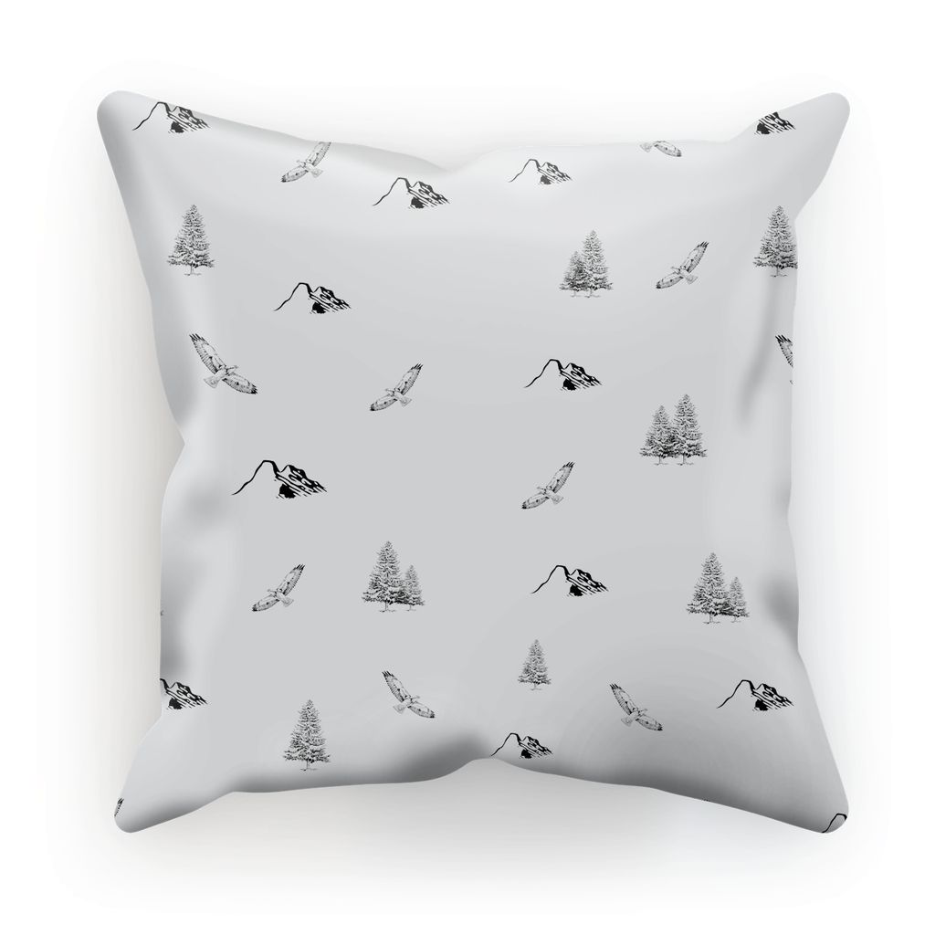 Travel Collection Homeware - Outdoor Adventure Cushion (Mountains, Birds, Trees)