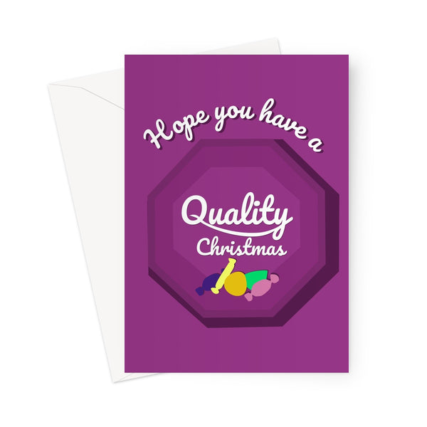 Hope You Have a Quality Christmas Funny Tin Chocolates Street Purple Classic Retro Gift Greeting Card