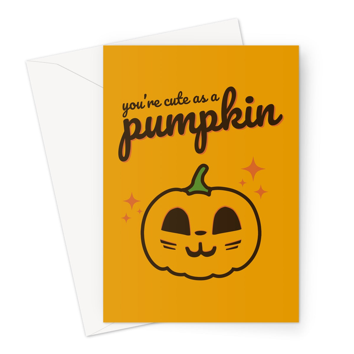 Foodie Collection Greetings Card - 'You're Cute As A Pumpkin' - Halloween Spooky Greeting Card
