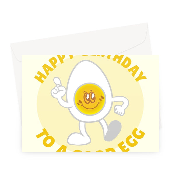 Happy Birthday To A Good Egg Funny Cute Pun Food Retro Cartoon Love Greeting Card