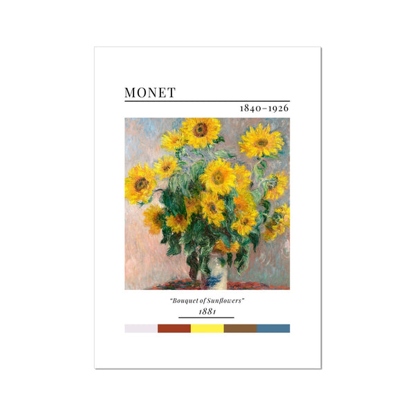Monet Bouquet of Sunflowers - Classic Art Collection - Wall Art Colour Palette Dorm Bedroom Living Room Print Vintage Wall Art Poster