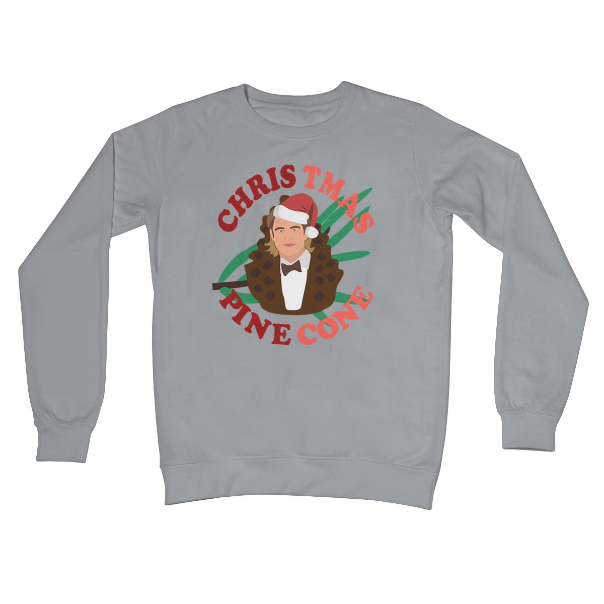 Chris Pine Christmas Pinecone Pun Funny Xmas Gift Film Celebrity Fan Silly Crew Neck Sweatshirt