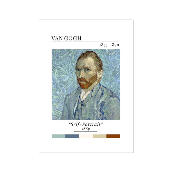 Van Gogh Self Portrait - Classic Art Collection - Wall Art Colour Palette Dorm Bedroom Living Room Print Vintage Wall Art Poster
