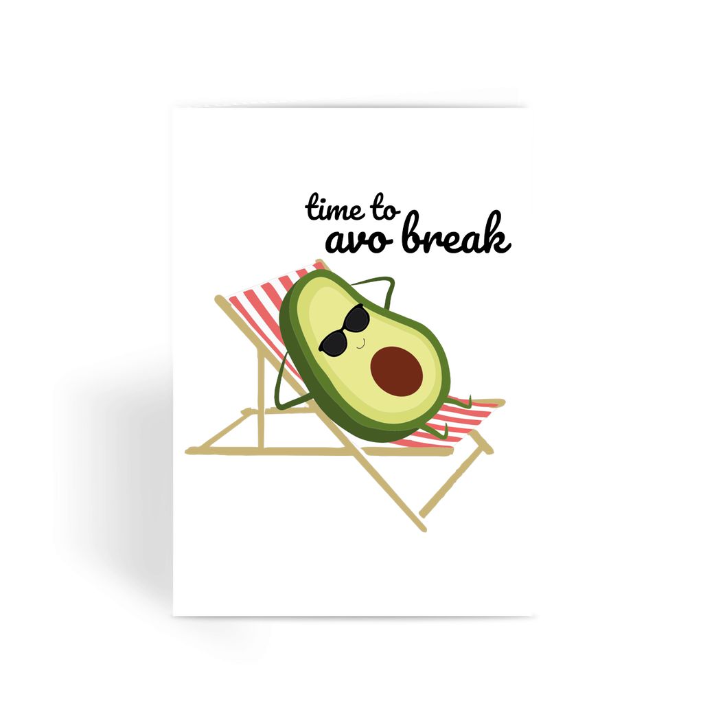Foodie Collection Greetings Card - 'Time To Avo Break' Cute Avocado Card