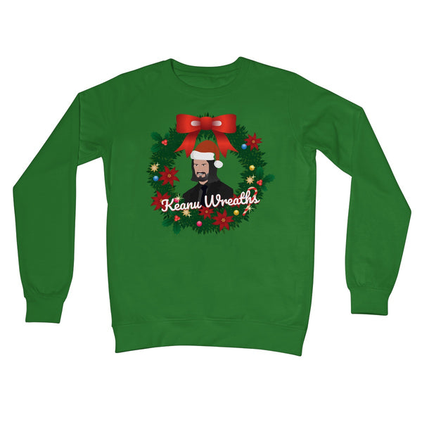 Keanu Wreaths Reeves Pun Funny Fan Christmas Jumper Cyberpunk Wick Gift  Crew Neck Sweatshirt