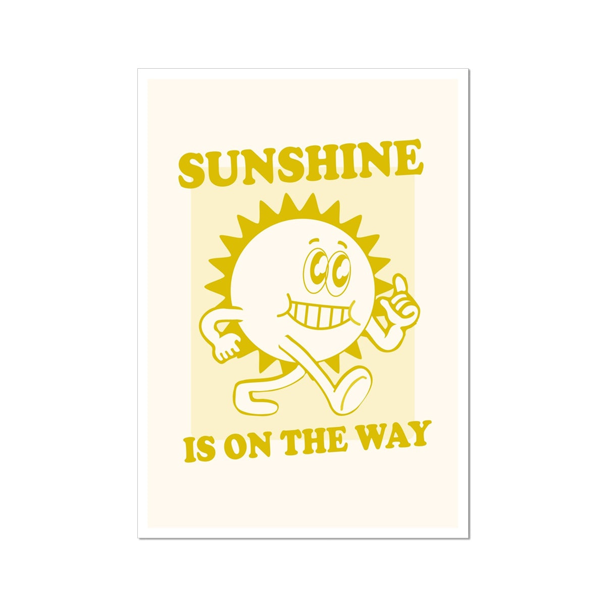 Sunshine Is On The Way - Vintage Cartoon Collection - Wall Art Poster Print Retro Mantra Positive Vibes Office Home Remote Work Wall Art Poster