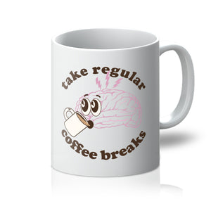 Take Regular Coffee Breaks Funny Caffeine Cafe Work Office Brain Vintage Retro Style Mug