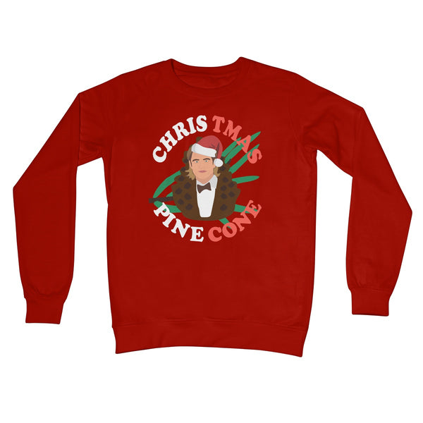 Chris Pine Christmas Pinecone Pun Funny Xmas Gift Film Celebrity Fan Silly Crew Neck Sweatshirt
