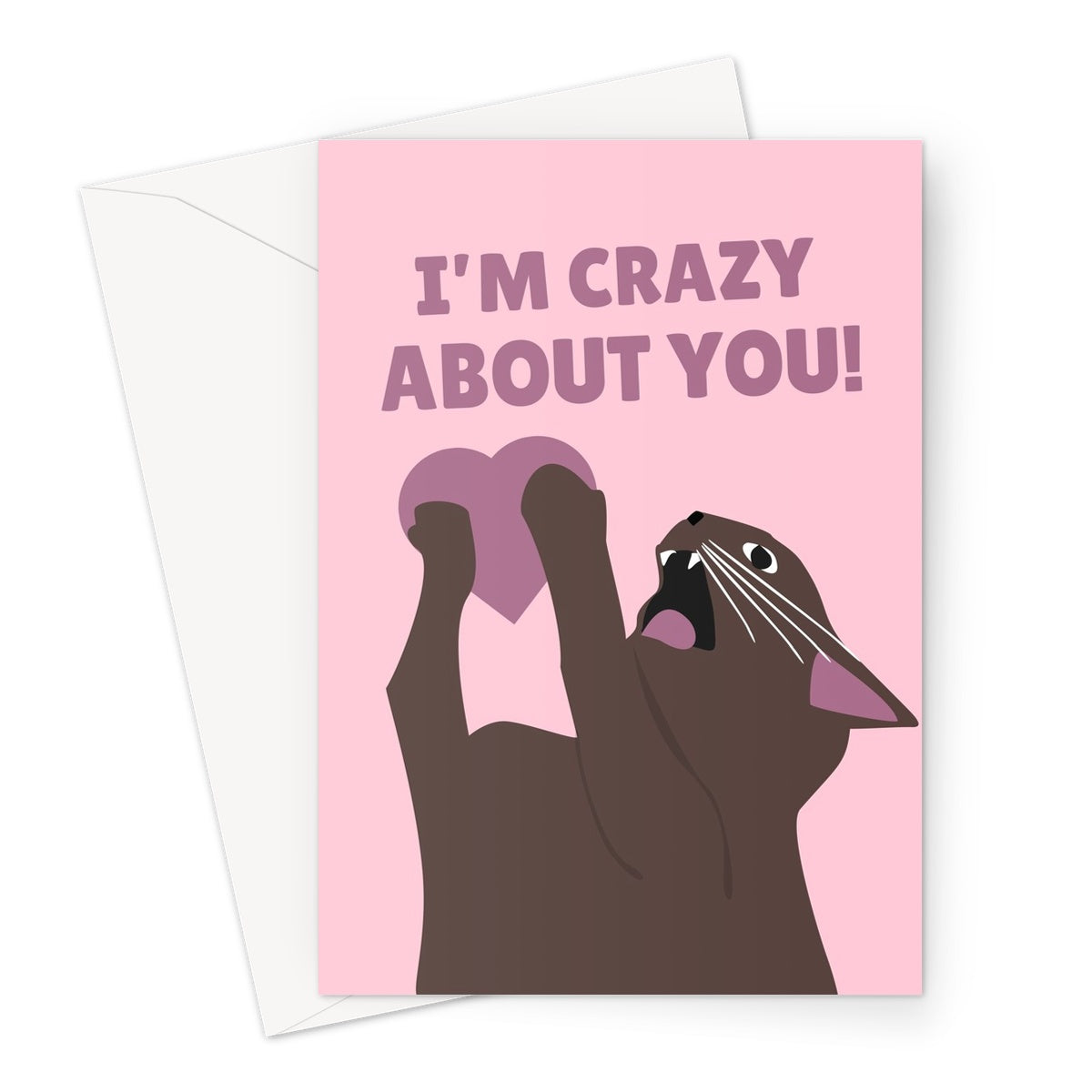 I'm Crazy About You Screaming Cat Funny Love Tiktok Meme Valentine's Day Anniversary Greeting Card