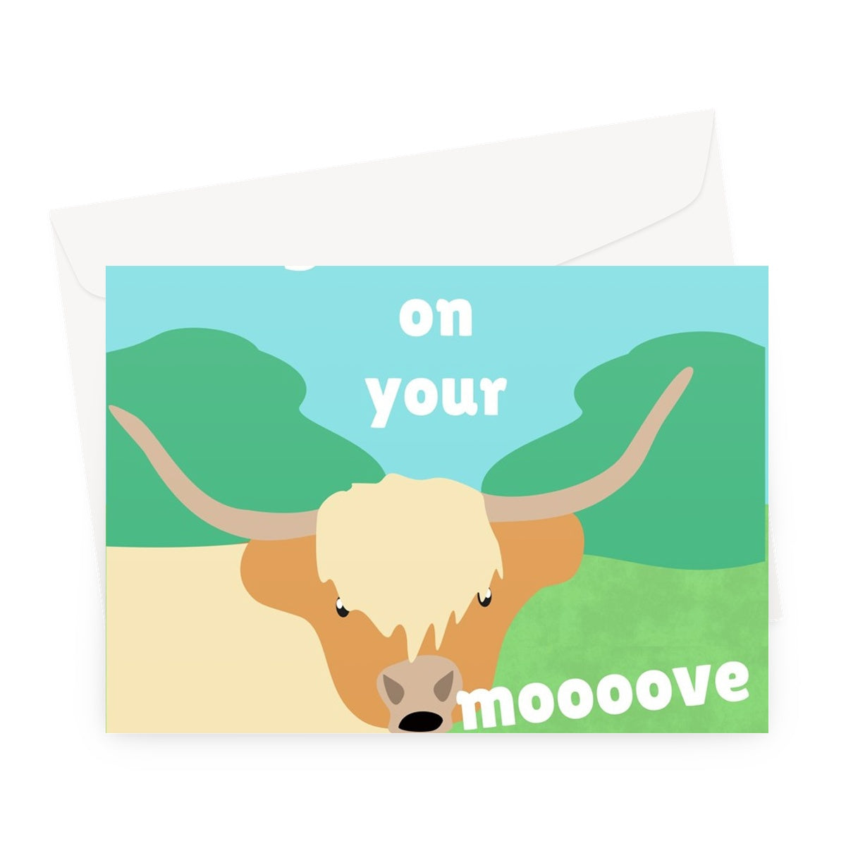 Congratulations on Your Moooove Funny New Home Moving Move Highland Cow Cute Animal Greeting Card