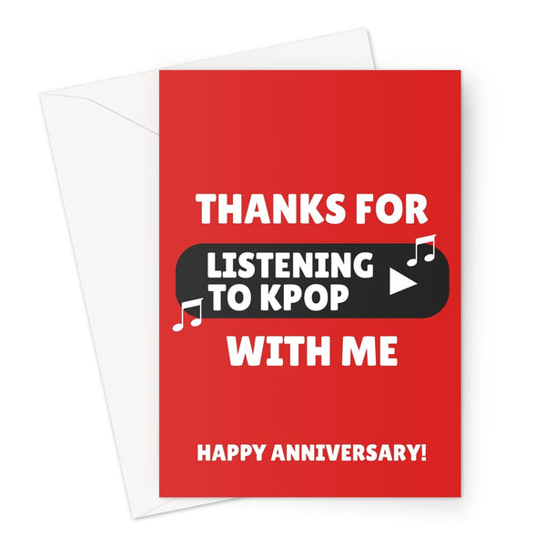 Thanks for Listening to KPOP With Me Happy Anniversary Music Streaming Fan Idol Korean Greeting Card
