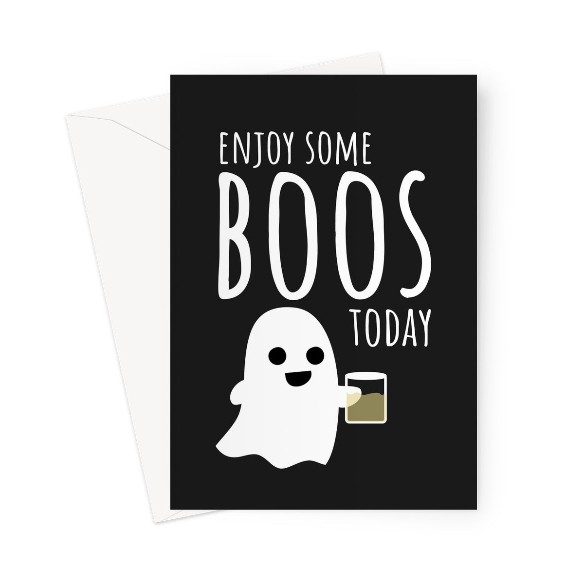 Enjoy Some Boos Today Funny Love Halloween Collection Spooky Ghost Birthday Anniversary Alcohol Booze Beer Wine  Greeting Card