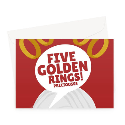 Five Golden Rings Precious Funny Movie Icon Christmas Song Film Fan Book Fantasy  Greeting Card