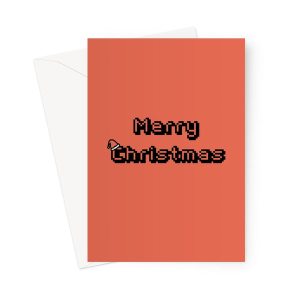 Merry Christmas Retro 8bit 16bit Gamer Classic Pixel Xmas Fan Love Simple Video Games Greeting Card