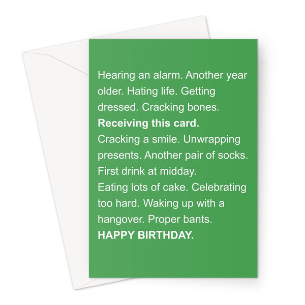 Proper Bants Birthday Funny Meme Dettol Advert Hearing an Alarm Hilarious Social Media Back to Work Socks Another Year Older Greeting Card