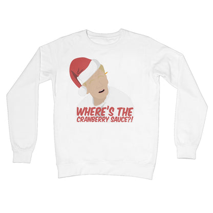 Where's the Cranberry Sauce Gordon Ramsay Funny Meme Idiot Sandwich Christmas Jumper Crew Neck Sweatshirt