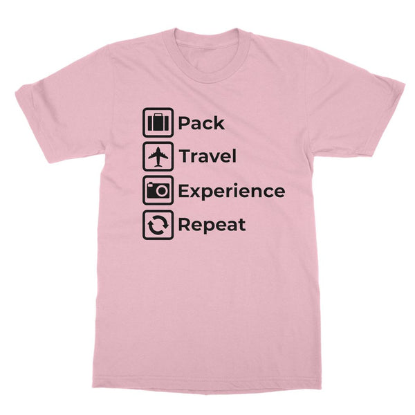 Pack, Travel, Experience, Repeat T-Shirt (Travel Collection)
