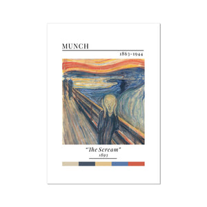 Munch The Scream - Classic Art Collection - Wall Art Colour Palette Dorm Bedroom Living Room Print Vintage Wall Art Poster