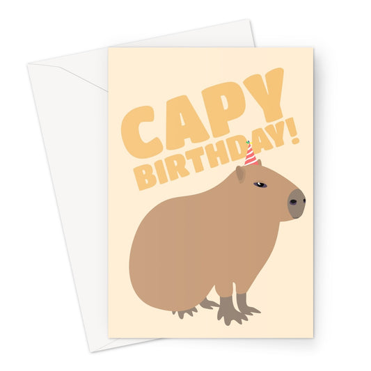 Capy Birthday Cute Capybara Animal Kawaii  Nature Fan Love Chonky Fat Round Happy Birthday Greeting Card