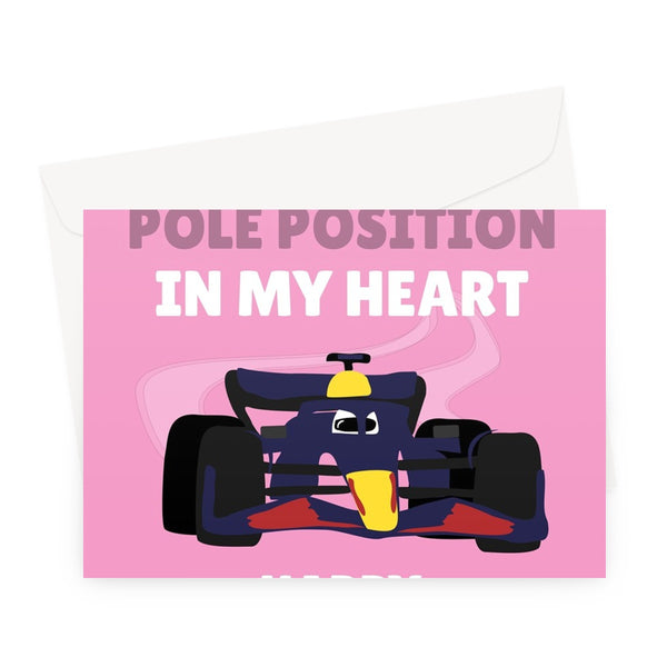 You Take Pole Position In My Heart Valentine's Day Cute Sport Racing Car Max Verstappen Greeting Card