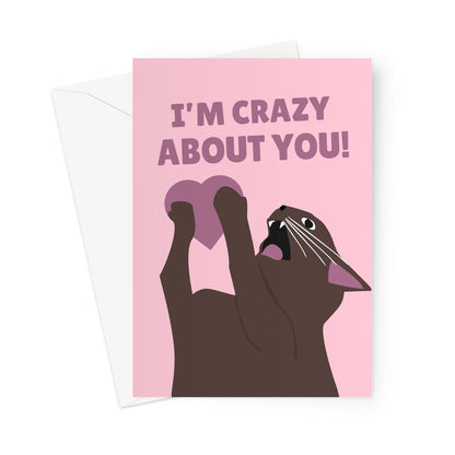 I'm Crazy About You Screaming Cat Funny Love Tiktok Meme Valentine's Day Anniversary Greeting Card