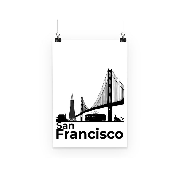Travel Collection Homeware - San Francisco Minimal Poster (Black & White)