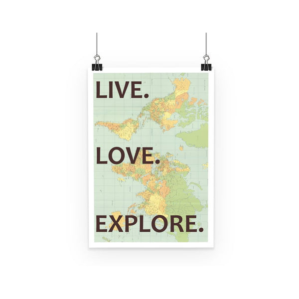 Travel Collection Poster - 'Live, Love, Explore' World Map Poster